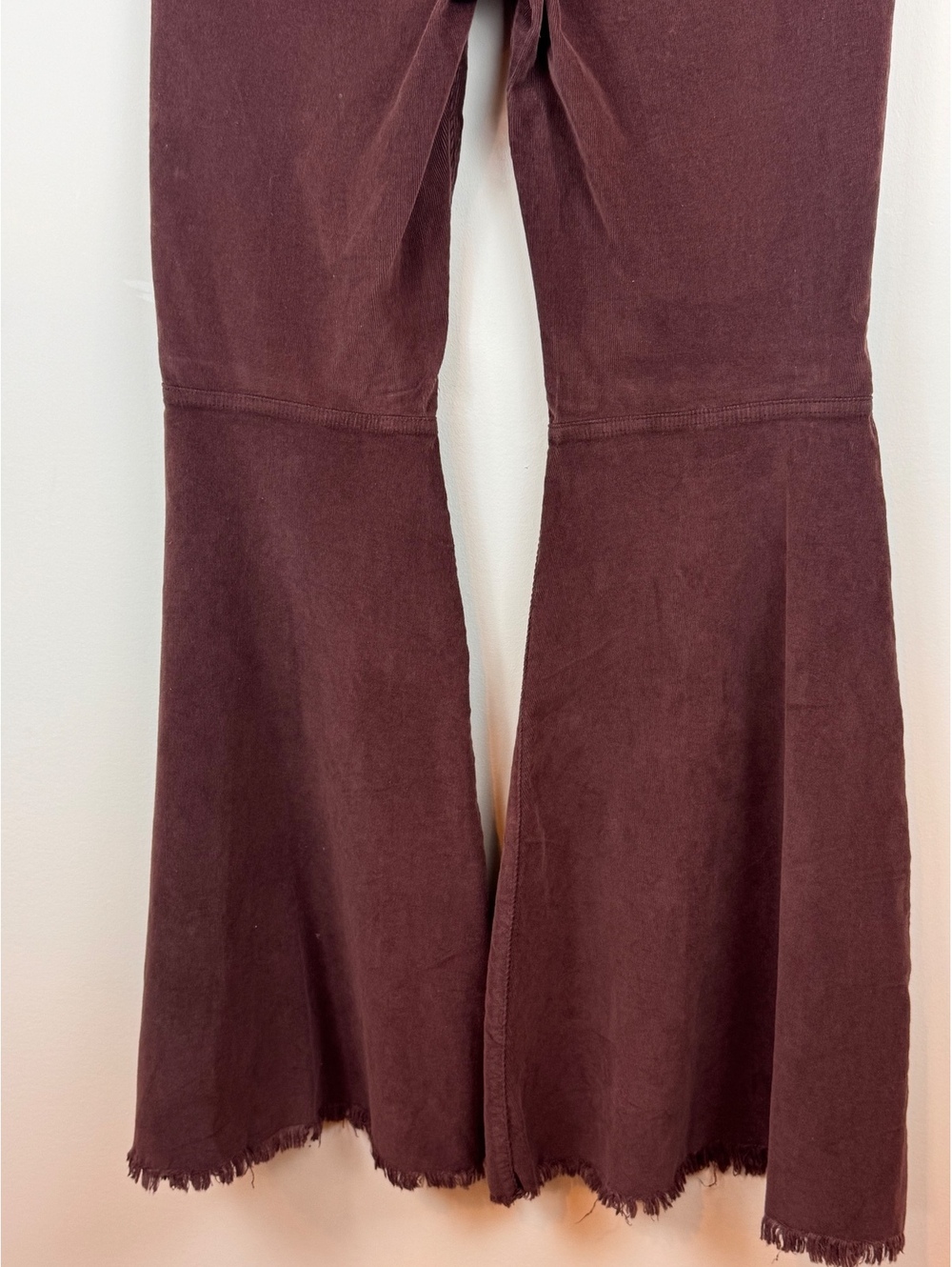 Free People Just Float On Corduroy Flare Pants Plum Size 30 Raw Hem Boho - Picture 13 of 13